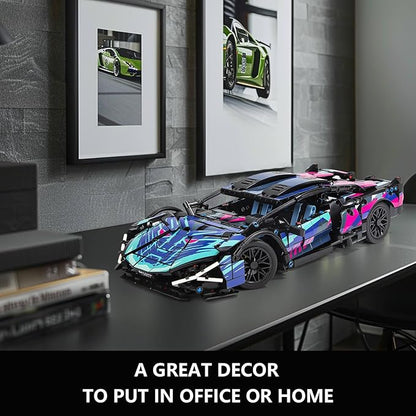 PIKARO Sports Race Car Building Blocks Set for Boys &amp Adults - 1:14 MOC Toys Car Building Kit Racing Car Model Kits as Birthday Gifts for Kids and Boys Age 8-12 8-14