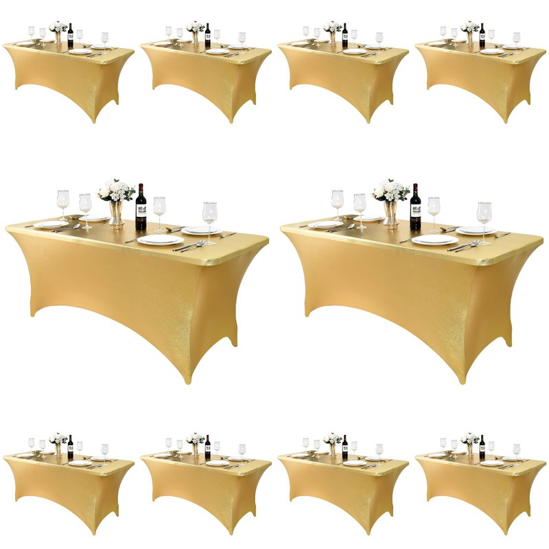 ZarzaaSik 10-Pack 6ft Spandex Table Covers for Rectangle Standard Folding Tables - Wrinkle Resistant Stretch Tablecloths - Ultimate Fitted Table Protector for Parties, Banquet, Wedding