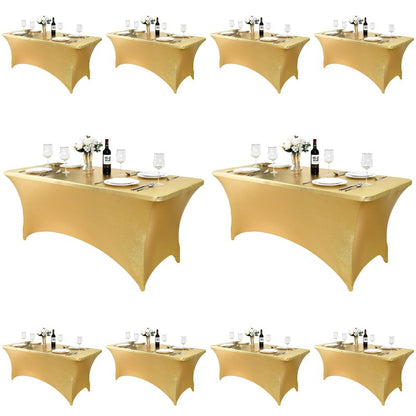 ZarzaaSik 10-Pack 6ft Spandex Table Covers for Rectangle Standard Folding Tables - Wrinkle Resistant Stretch Tablecloths - Ultimate Fitted Table Protector for Parties, Banquet, Wedding
