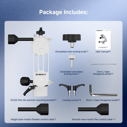SVBONY SV225 Mini Alt-Azimuth Mount, Adjustable Telescope Alt-Azimuth Mount, Load-Bearing 5kg, No Empty Travel, CNC Hollow Structure, Lightweight Portable Altazimuth for Astronomy Beginners
