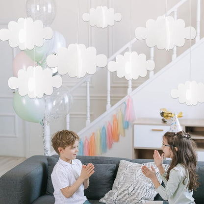 Skiennix 16 Pcs 3D Cloud Decorations - Hanging Artificial Cloud Ornaments for Nursery & Party Decor