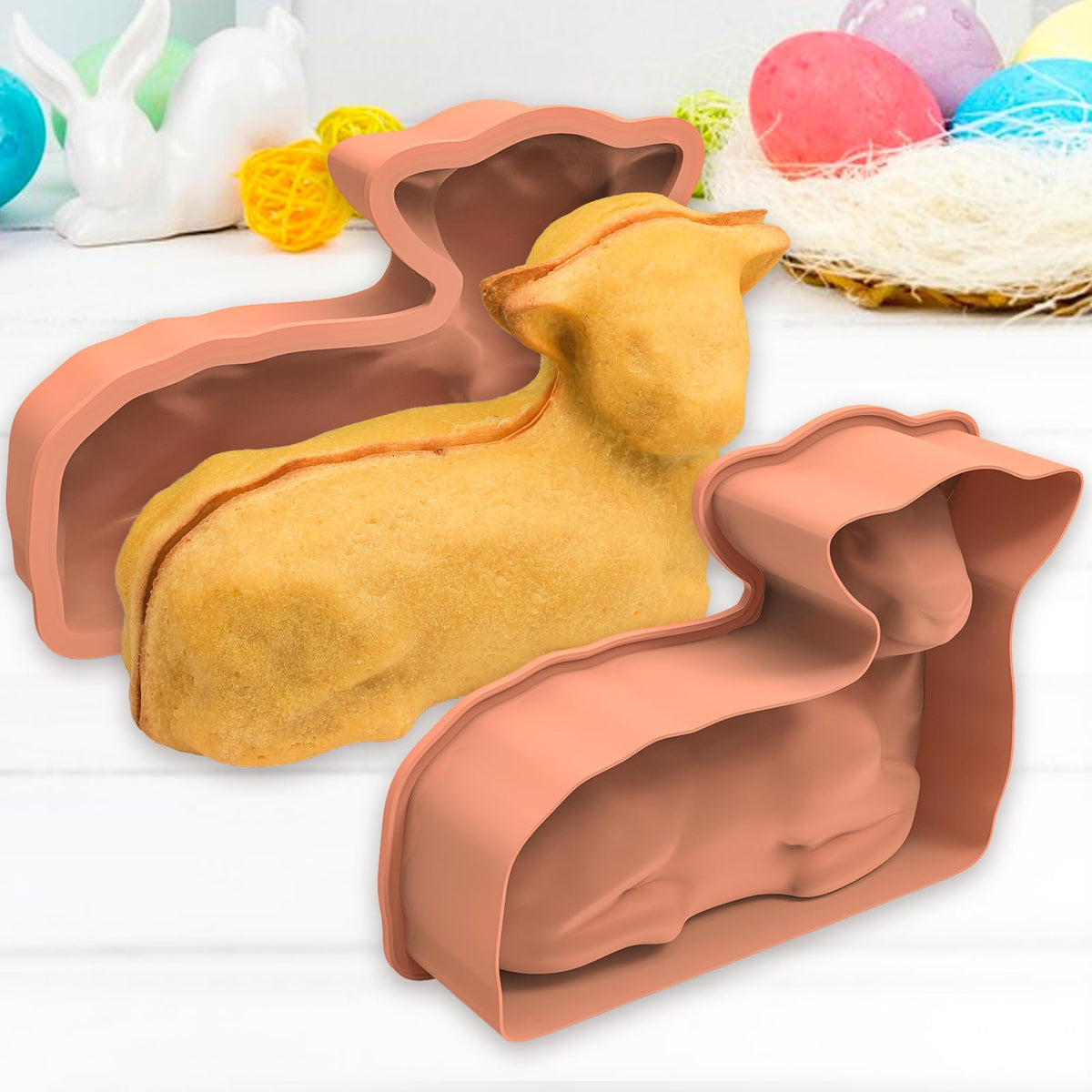 Kamehame Lamb Cake Mold, Silicone 3D Easter Lamb Cake Molds for Baking, Spring Lamb Mold Cake Pan for Easter Baking