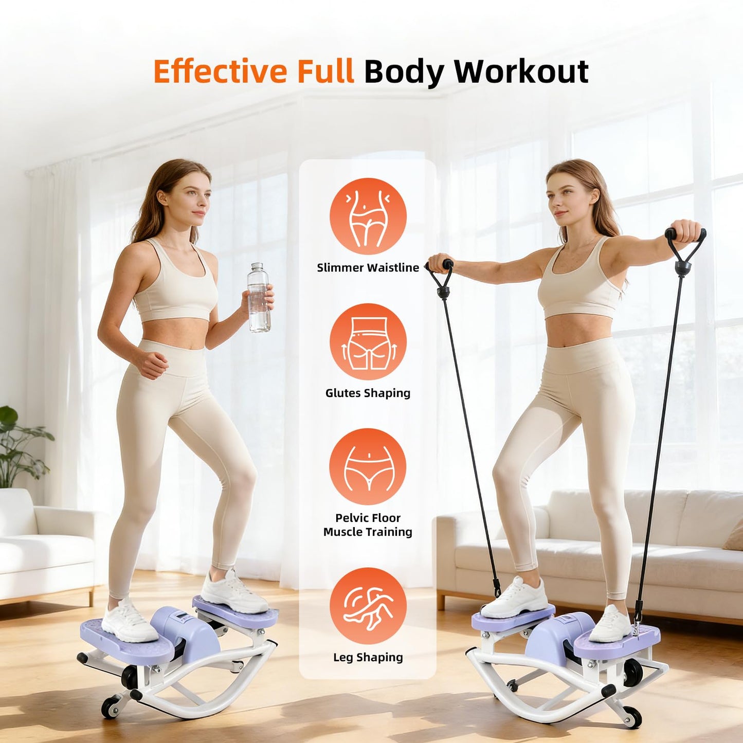 Rock Fitness Stepper, Portable Step Rocker Side to Side at Home, Aerobic Workout Machine Fitness Equipment Suitable for Apartment and Dormitory (Purple)