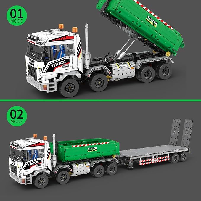 Reobrix 4 in 1 City Construction Building Toys RC Truck Vehicles Set Toys for Adults and Boys APP &amp Remote Control Transport Truck Building Toys DIY Educational Gift for Boys 14+ (2852 PCS)