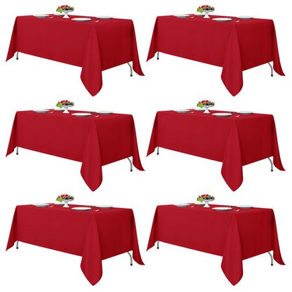 Fitable Red Rectangle Tablecloths for 6 Foot Tables, 6 Pack - 70 x 108 Inches - Stain Resistant and Washable Table Clothes, Polyester Fabric Table Covers for Wedding, Party, Banquet, Buffect