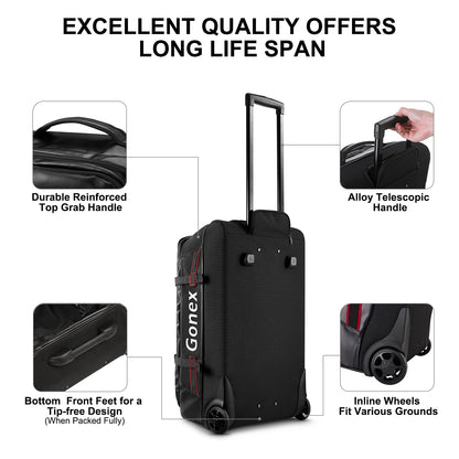 Gonex Travel Compression Packing Cubes Set, 6 Pcs, Green & Rolling Duffle Bag with Wheels, 25 inch, Black