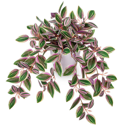 Briful Faux Plants Indoor Fake Potted House Plants Artificial Watermelon Peperomia Hanging Plant for Home Office Bedroom Aesthetic Shelf Kitchen Decoration(Pink - 1 Pack)