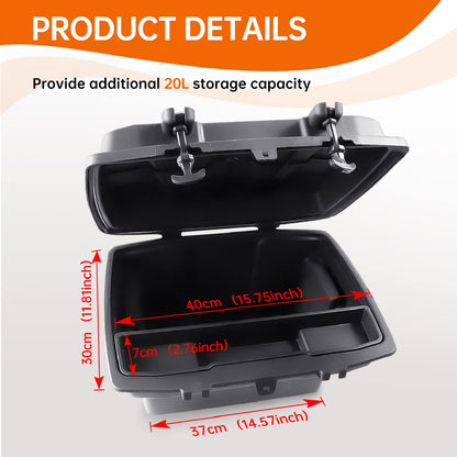 CUSAUTV Removable Rear Cargo Box Storage Bin Compatible with Can Am Defender HD5/ HD8/ HD10/ Commander Double Layer Bed Trunk Tool Cargo Storage Box Container with Lid