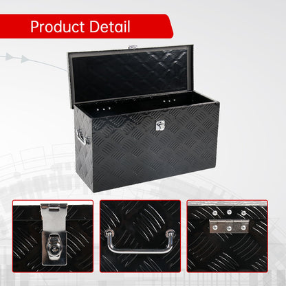 BIGREAT 24'' Inch Stripes Plated ATV UTV Aluminum Tool Box Truck Bed Toolbox Waterproof Square Storage Organizer with Lock and Keys Black(‎24" L x 9.5" W x 12.5" H)