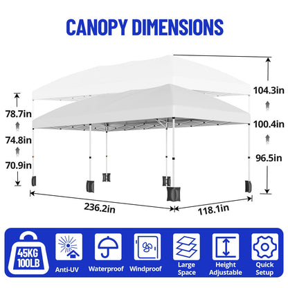 PeakPursuit 10'x20' Party Tent Heavy Duty Pop Up Canopy Commercial Canopy Wedding Tent Event Shelter with 6 Removable Sidewalls and Storage Bag for Patio Backyard Outdoor, White