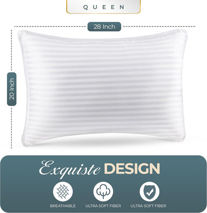 Utopia Bedding Queen Size Bed Pillows - Set of 2 Cooling Down Alternative Pillows for All Sleepers