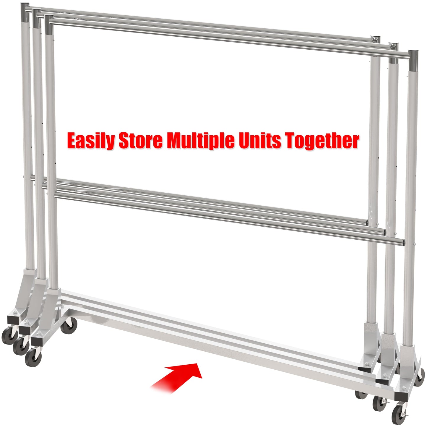Simple Houseware Commercial Grade Z-Base Double Rod Garment Rack, 600lb Load, 63 inch, Silver