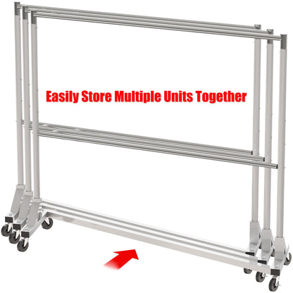 Simple Houseware Commercial Grade Z-Base Double Rod Garment Rack, 600lb Load, 63 inch, Silver