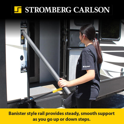 Stromberg Carlson AR-42 Lend-A-Hand Banister Rail - RV Handrail for Safe Support on Outdoor Steps, Ribbed Grip Tubing, Folds Flat & Locks Easily, 45 Inches Rail for Double & Some Triple RV Steps