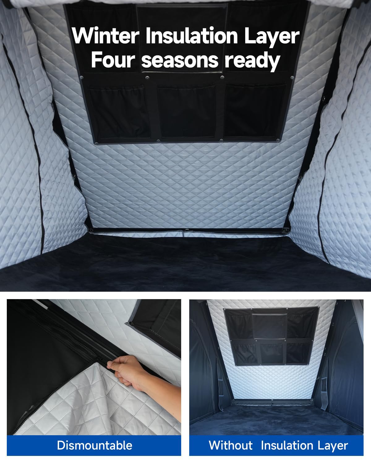 Arctwonder Rooftop Tent Hard Shell with Winter Thermal Layer,Solar Panel Roof top Tent Hardshell Suitable for Jeep SUV Truck Van,Camping Car 2 Person