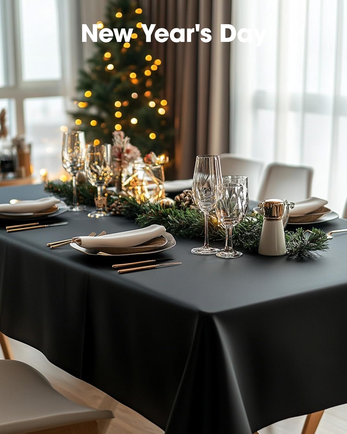 Pureegg Disposable Plastic Tablecloths - 20 Pack, 54 x 108 Inch, Leakproof & Sturdy, Black | Graduation Party Decor