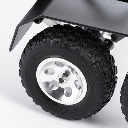 RC Trailer for Hauling Behind Car - Metal Hitch Mount Trailer with 4 Tires Heavy Duty Truck and RC Rock Cars Trailer for 1/18 RC Crawler TRX4M Defender Bronco K10 High Trail F150