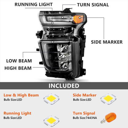 VLINCAR Upgrade LED Headlight Assembly Compatible with Chevy Silverado 2500HD 3500HD 2020 2021 2022 2023 (For Halogen Model Upgrade) Factory Replacement Head Light Lamp Driver & Passenger Side