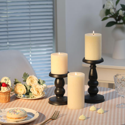 Ivory Pillar Candles Set of 3 - Hand-Poured Unscented Candles,Smokeless Dripless Candles for Dinner Table and Home, Set of 3 in Different Sizes (3"x4", 3"x5", 3"x6")