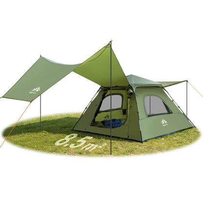 Night Cat 3-Person Camping Tent: Waterproof Instant Cabin Tent with Canopy Tarp for Family, 2-in-1 Canopy Tent with Porch Easy Setup