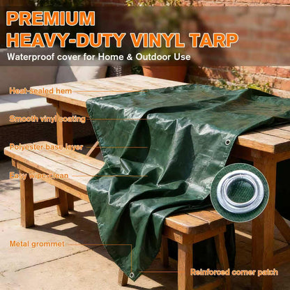 NORSGATEN 22 Mil Heavy Duty Vinyl Tarp,12x20 FT Fully Waterproof Reversible Poly Tarp with Metal Grommets, All-Weather Fade Resistant Outdoor Cover for Equipment, Truck, Roof & Woodpile,Garden Plants