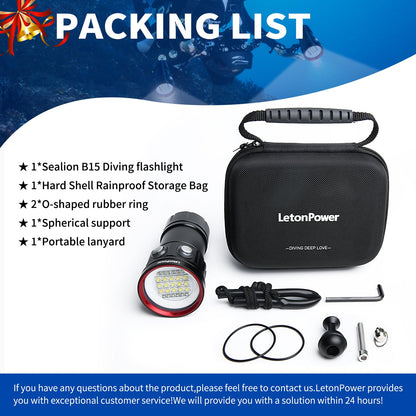 LetonPower B15 Dive Light Underwater Flashlight 8000Lumens Underwater Video Lights 80m Scuba Dive Light Diving Flashlight for Under Water Sports,Underwater Video Shooting and Photography