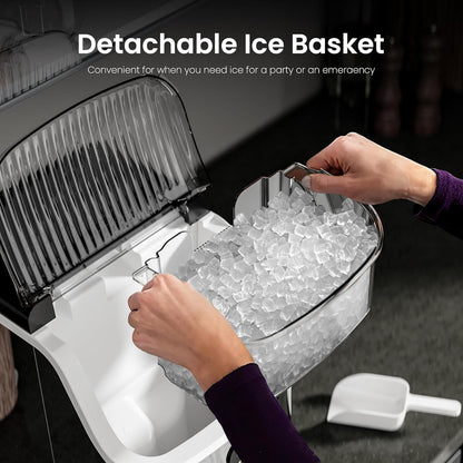 Nugget Countertop Ice Maker, Self-Cleaning Portable Ice Maker Machine, Crushed Ice Maker Countertop with Self-Cleaning Function/Ice Basket/Ice Scoop for Home & Kitchen & Office(Sliver)