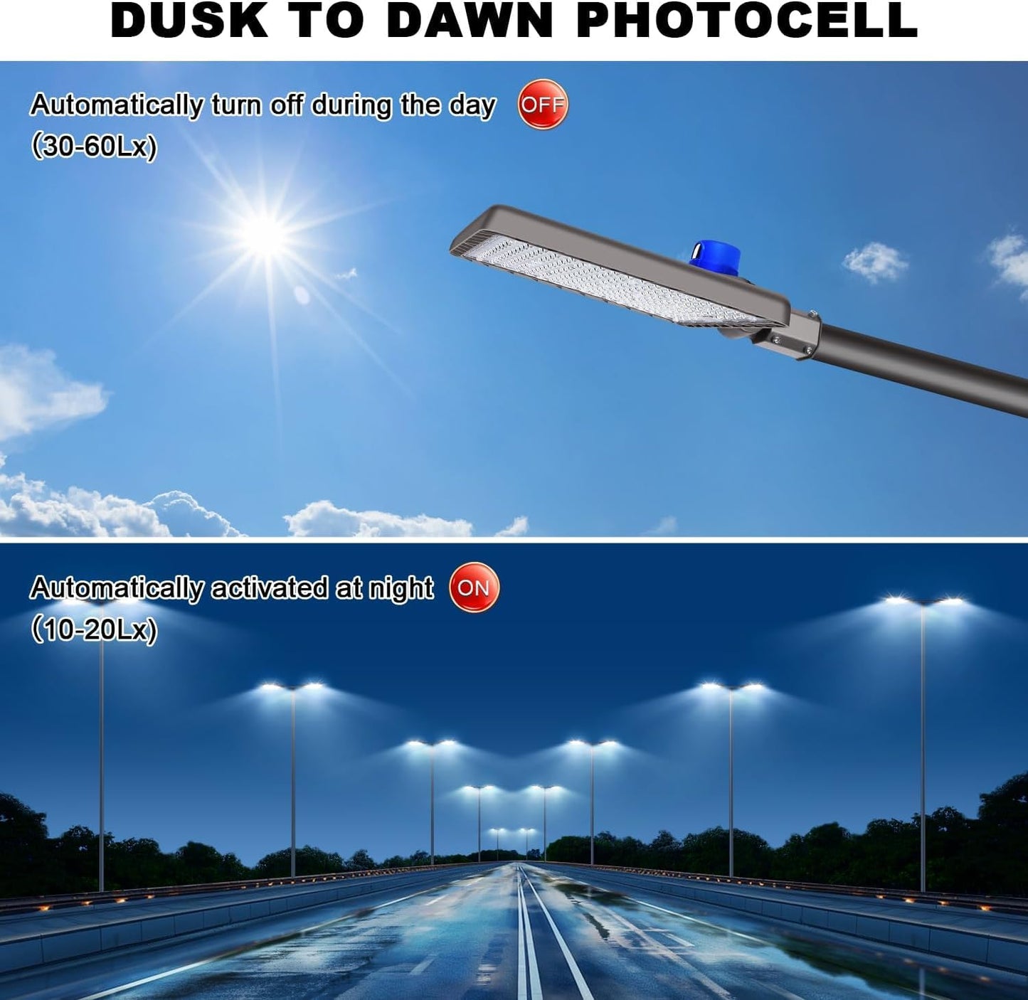 Juyace 480W LED Parking Lot Light 2 Pack, Slip Fitter Mount Outdoor Street Light, Dusk to Dawn Photocell, 72000lm Super Bright Commercial Area Flood Light, IP65 Waterproof, 110-277V for Stadium