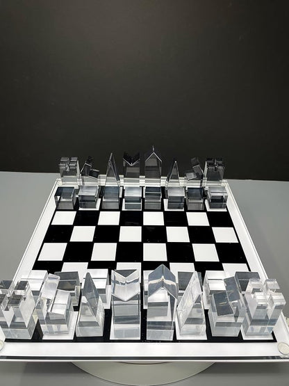 Luxury Acrylic Chess Set Sophisticated Stylish Design Multiple Colors Available (Clear/Gray-Smoke)