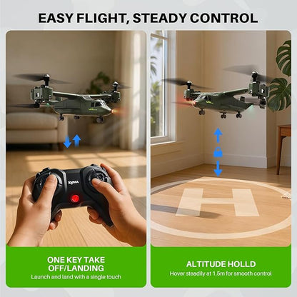 SYMA X550 RC Plane 4 CH Remote Control Airplane with High/Low Speed One-Key Takeoff/Landing Stunt Flight Modes Army Model Plane Gift for Kids Beginners &amp Adults