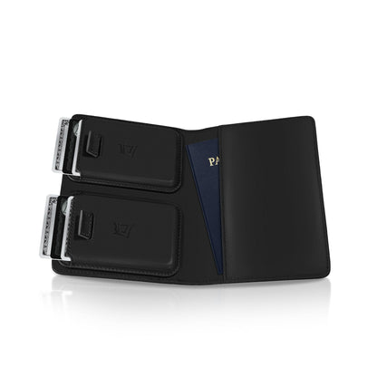 Kings Loot Passport Holder Wallet – RFID Blocking Leather Travel Wallet with Built-in Airtag Holder – Holds 1-6 Cards & Passport – Easy Pull Tab – Slim & Stylish Wallets (Midnight Black)