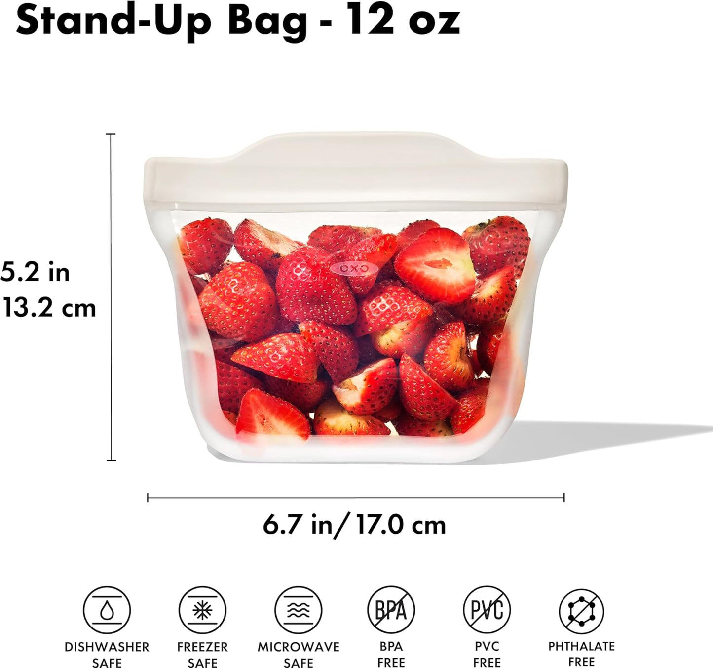 OXO Good Grips Silicone Reusable Bag – Stand-Up Snack (12 oz) – Oat