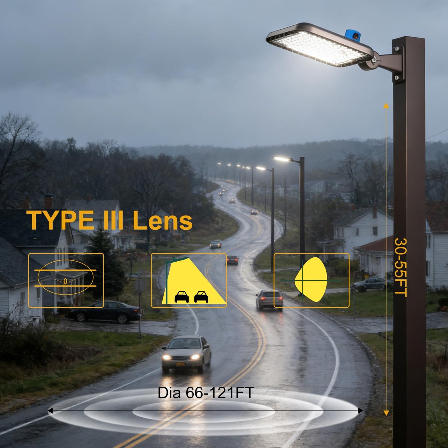 400W LED Parking Lot Lights Outdoor 100000lm(250LM/W) IP65 Commerical LED Parking Lot Lights with Smart Photocell 6KV SPD 5000K Arm Mount Flood Lighting for Parking Lot, Roadways,Stadium,Yard,-2Pack