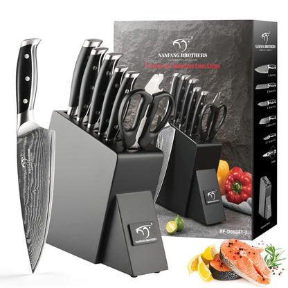 NANFANG BROTHERS Knife Sets for Kitchen with Block, Damascus Kitchen Knife Set with Block, ABS Ergonomic Handle for Chef Knife Set and Kitchen Shear