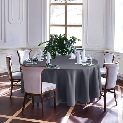Biscaynebay Textured Fabric Round Christmas Table Cloths 108", Hunter Green Water Resistant Folding Table Covers for Dining, Kitchen, Wedding, Parties etc. Machine Washable