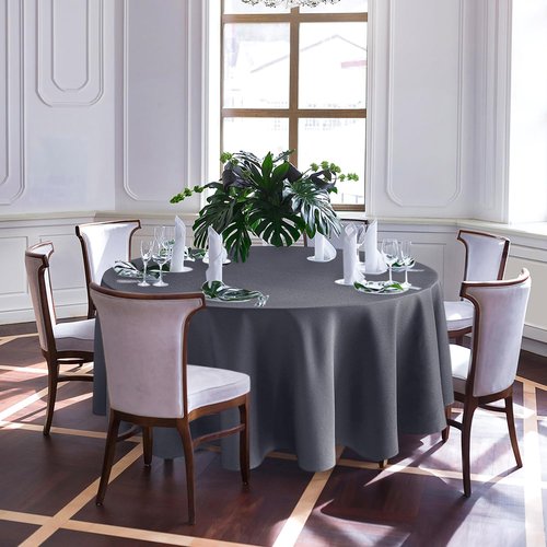 Biscaynebay Textured Fabric Round Tablecloths 108", Navy Water Resistant Washable Table Cloth Circle Folding Table Covers Linen for Dining, Kitchen, Wedding & Parties etc.