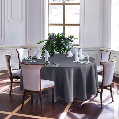 Biscaynebay Textured Fabric Round Tablecloths 108", Navy Water Resistant Washable Table Cloth Circle Folding Table Covers Linen for Dining, Kitchen, Wedding & Parties etc.