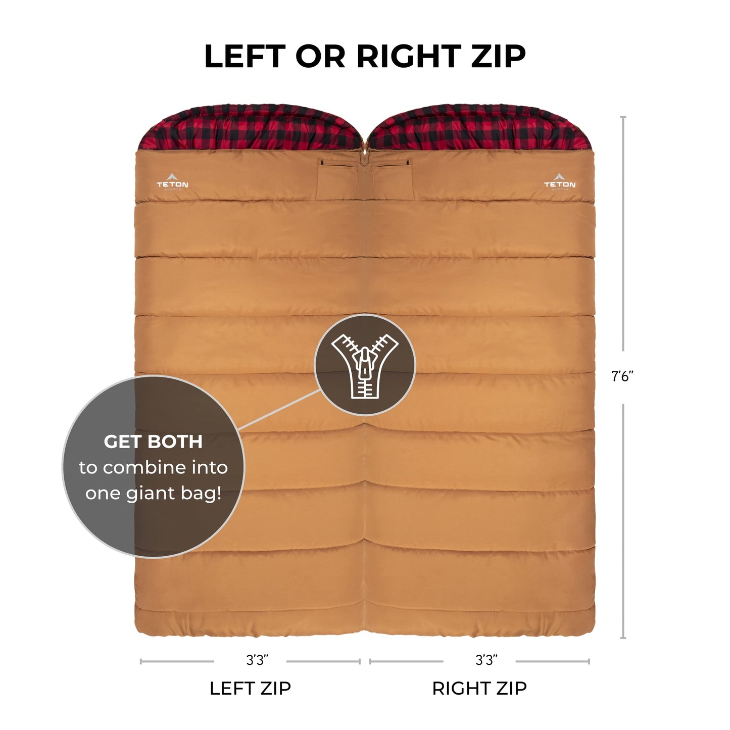 Teton 0F Degree Deer Hunter Sleeping Bag. Warm and Comfortable Camping Sleeping Bags, Teton Tough Canvas Shell for Camping, Hunting, and Cold Weather, Brown