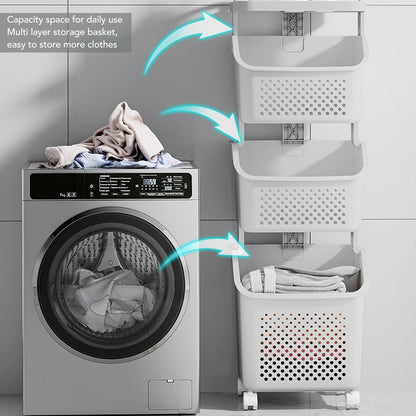 3 Tier Laundry Basket Organizer with Wheels, Tiered Laundry Basket Organizer, with Portable Storage Baskets, for Kitchen Bathroom Bedroom Laundry Room