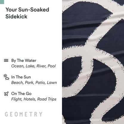 GEOMETRY Micro-Loop Beach Towel – Spring & Summer Collection – Quick-Dry, Sand-Resistant, Ultra-Absorbent Compact Towel for Beach & Travel (Wind Down)