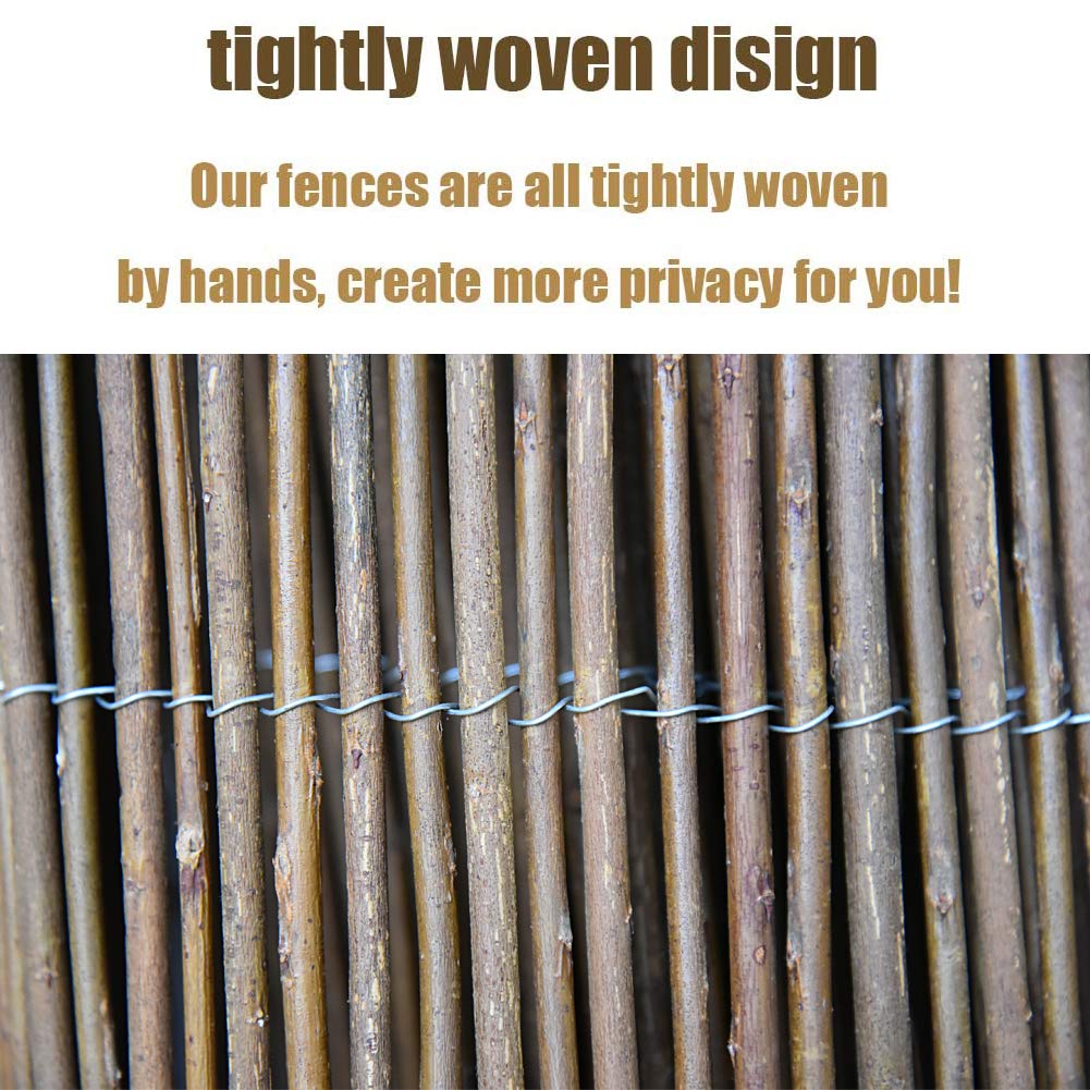 Landgarden Natural Bamboo Slat Screening, Eco-Friendly Privacy Slat Fence, Bamboo Screen Panel Roll for Balcony or as Wind and Sight Protection