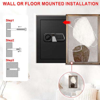 3.4 Cub Large Safes for Home Use, Digital Home Safe Box Fireproof Waterproof with Programmable Keypad, Spare Keys and Removable Shelf, Anti-Theft Fire Proof Safe for Document Money Valuables