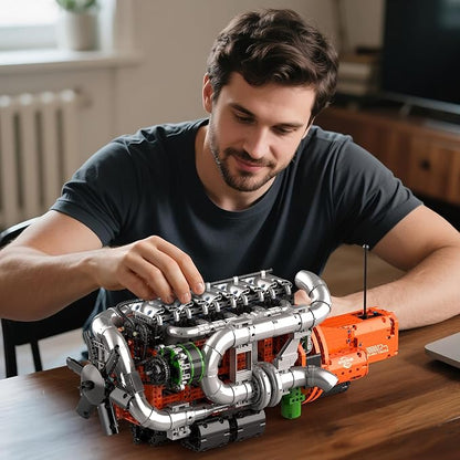 Mould King 10200 Truck Engine Model Kit That Runs 3236 PCS STEM Toy Gift for Adults 14+ Teens Engineering Toys for Display Collection