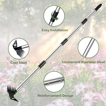 NICOFPHY Weed Puller Tool - 60" Manual Weeder & Heavy-Duty Hand Rake for Effortless Gardening
