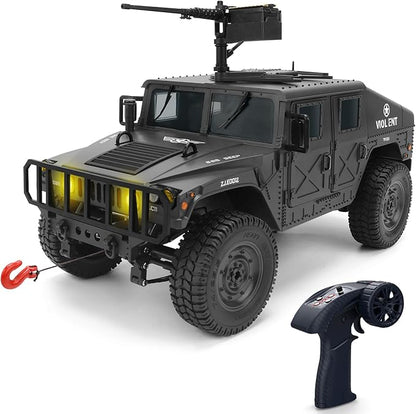 1:14 Scale 4WD Off-Road Car RC Crawler Military Truck with Winch Led Light All-Terrain Remote Control Car RTR Hobby Toy Armored Vehicle Gift for Boys Adults