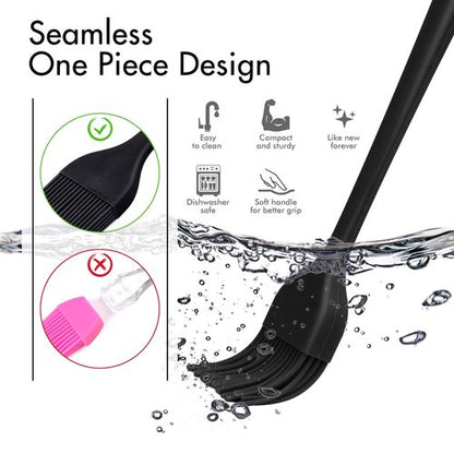 HOTEC 600℉ Heat Resistasnt Basting Brushes, BPA Free Silicone Pastry Brush, Spread Oil Butter Sauce Marinades for BBQ Grill Barbecue Baking Kitchen Cooking Dishwasher Safe (Black 2)