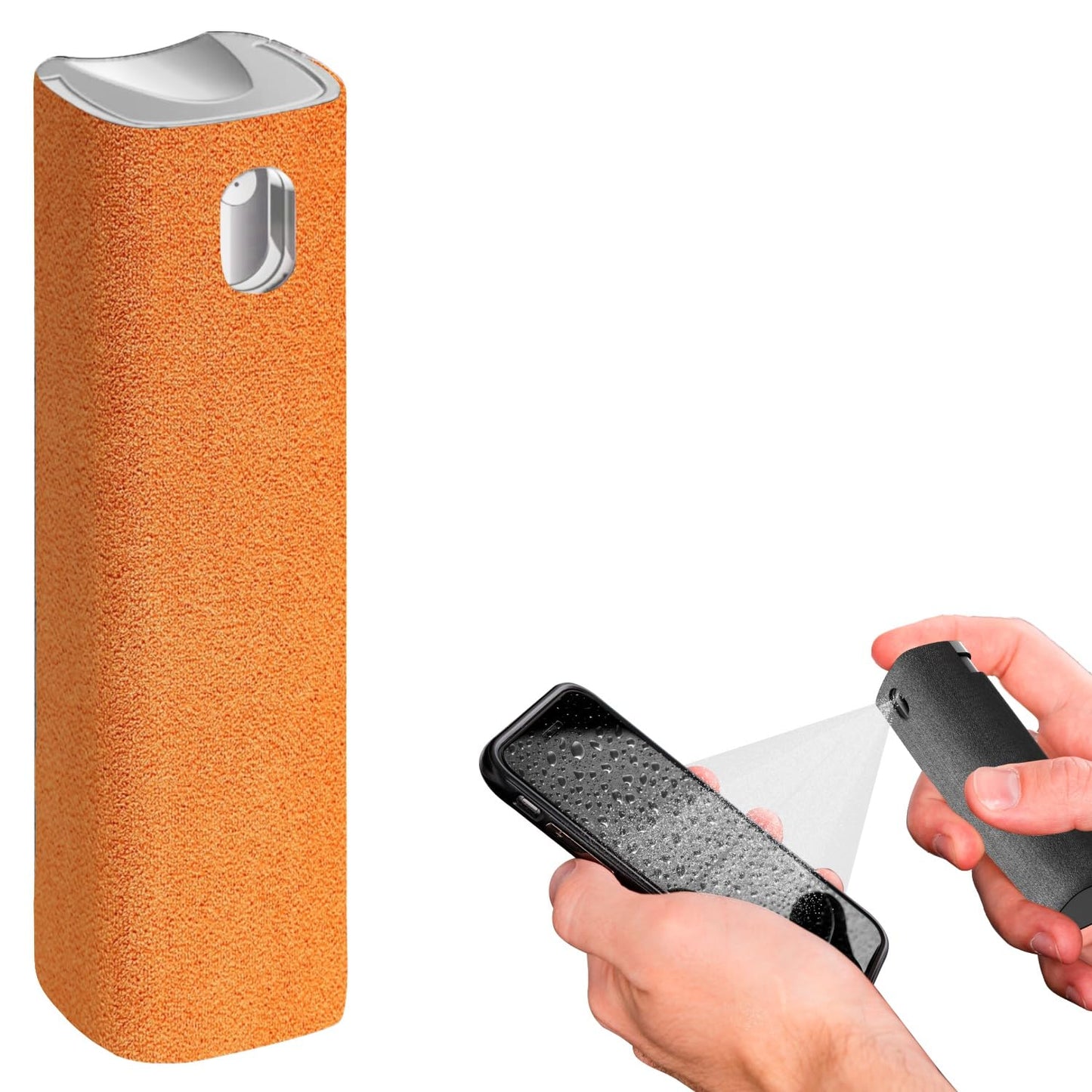 Mini Screen Cleaner Spray – Finger Proof Screen Cleaner for Smartphones, iPads, MacBooks, Laptops, Car Screens, Touchscreens – 3 in1 Mist Cleaner, Microfiber Cloth and Protective Cover (Grey)