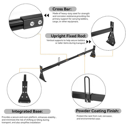Colinktool Universal Van Ladder Roof Racks, Adjustable Van Roof Ladder Racks with Cargo Roller Compatible with 1996-Up Chevy Express Fullsize and Vans with Rain Gutter,Black-2Pack