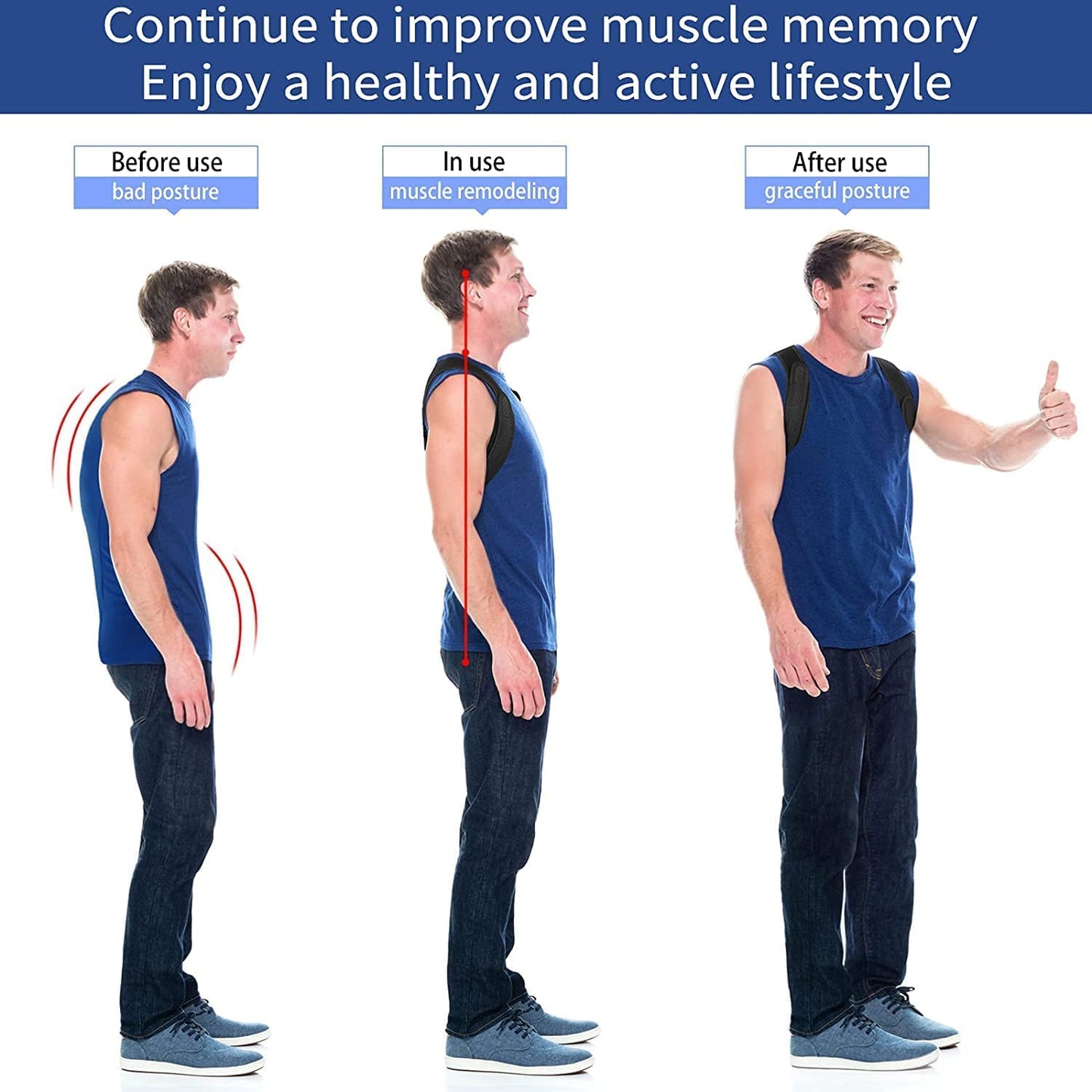 SNUSIM Posture Corrector Upper Back Brace Neck Shoulder Back Support Brace Pain Relief Belt for Women Men Braces Spine Straightener Breathable (Chest sizes from 28" to 50")