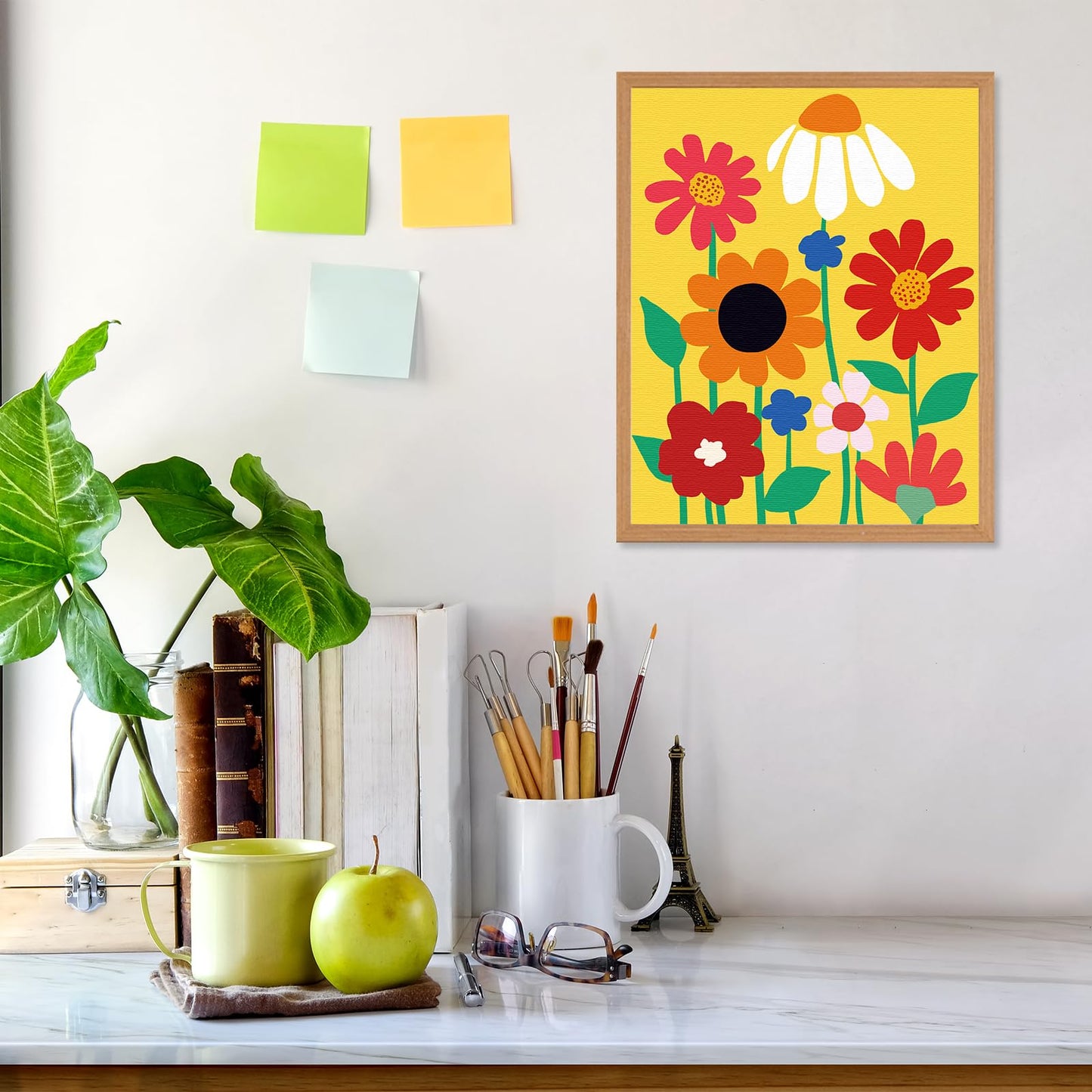 Nuberlic 10 Packs 8X10 Pre Drawn Canvas for Painting Floral Pre Printed Canvas Painting Kit Vibrant Botanical Pre Drawn Canvas to Teens Night Party Supplies